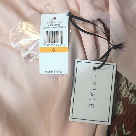 1. State Womens Pink Chiffon Off The Shoulder Balloon Sleeve Blouse Top - Picture 3 of 6